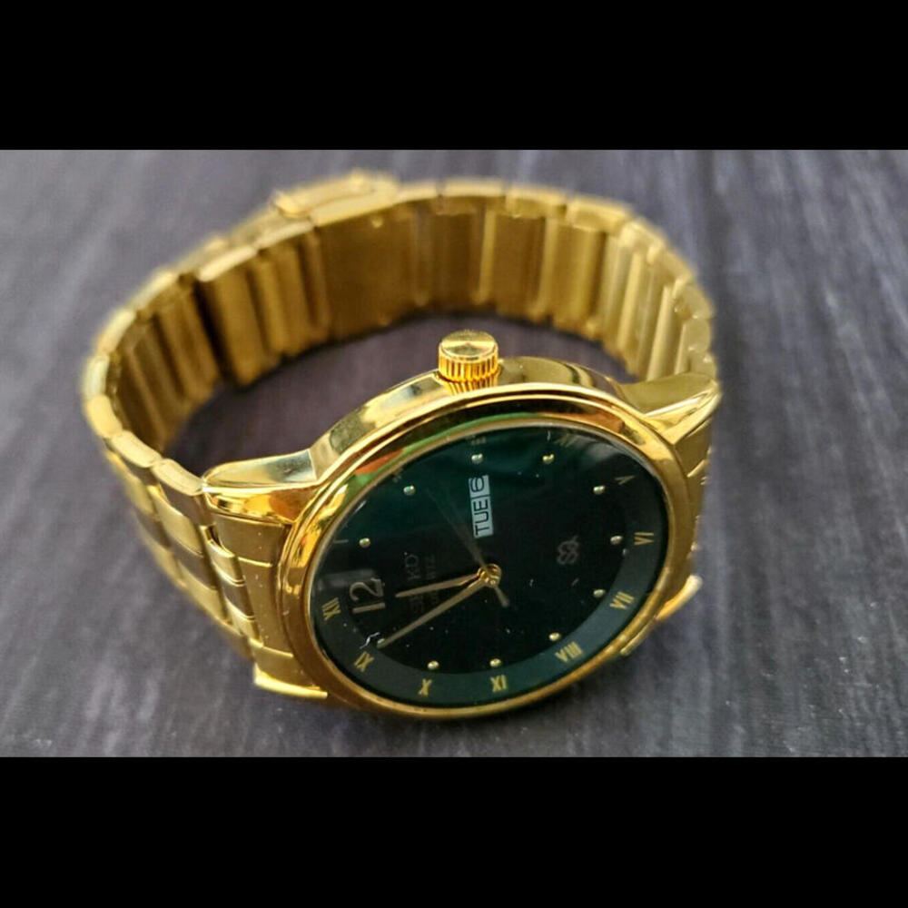 SQ23 Gold Black‎ Dial New Miyota Mvt & Batt Men's 41mm Watch - Picture 9 of 12